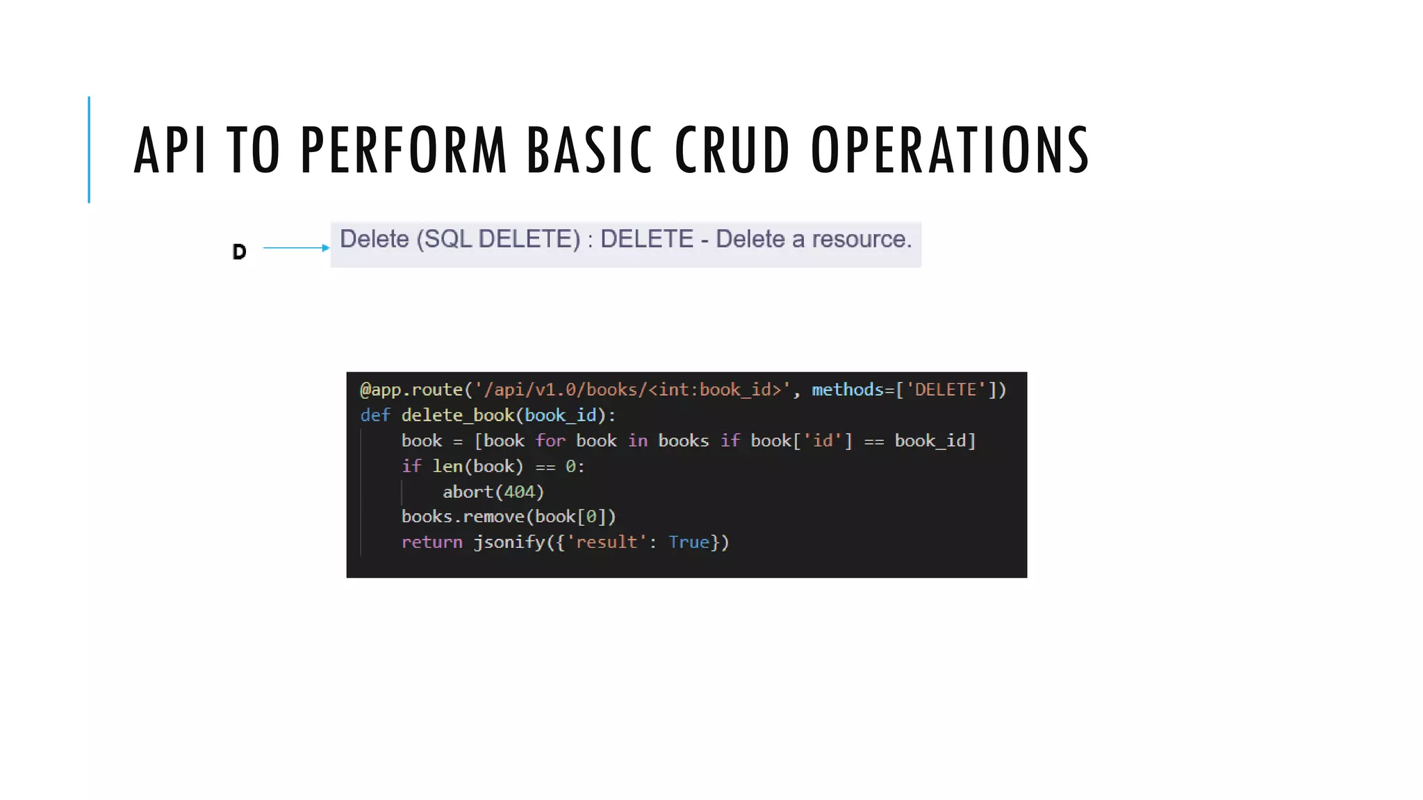 API TO PERFORM BASIC CRUD OPERATIONS
 