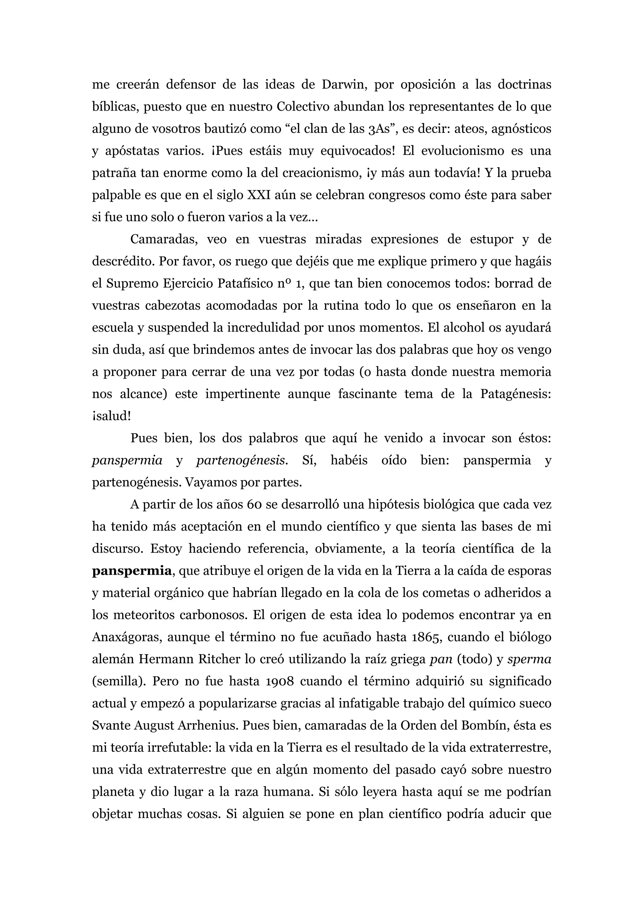 Panspermia y partenogénesis