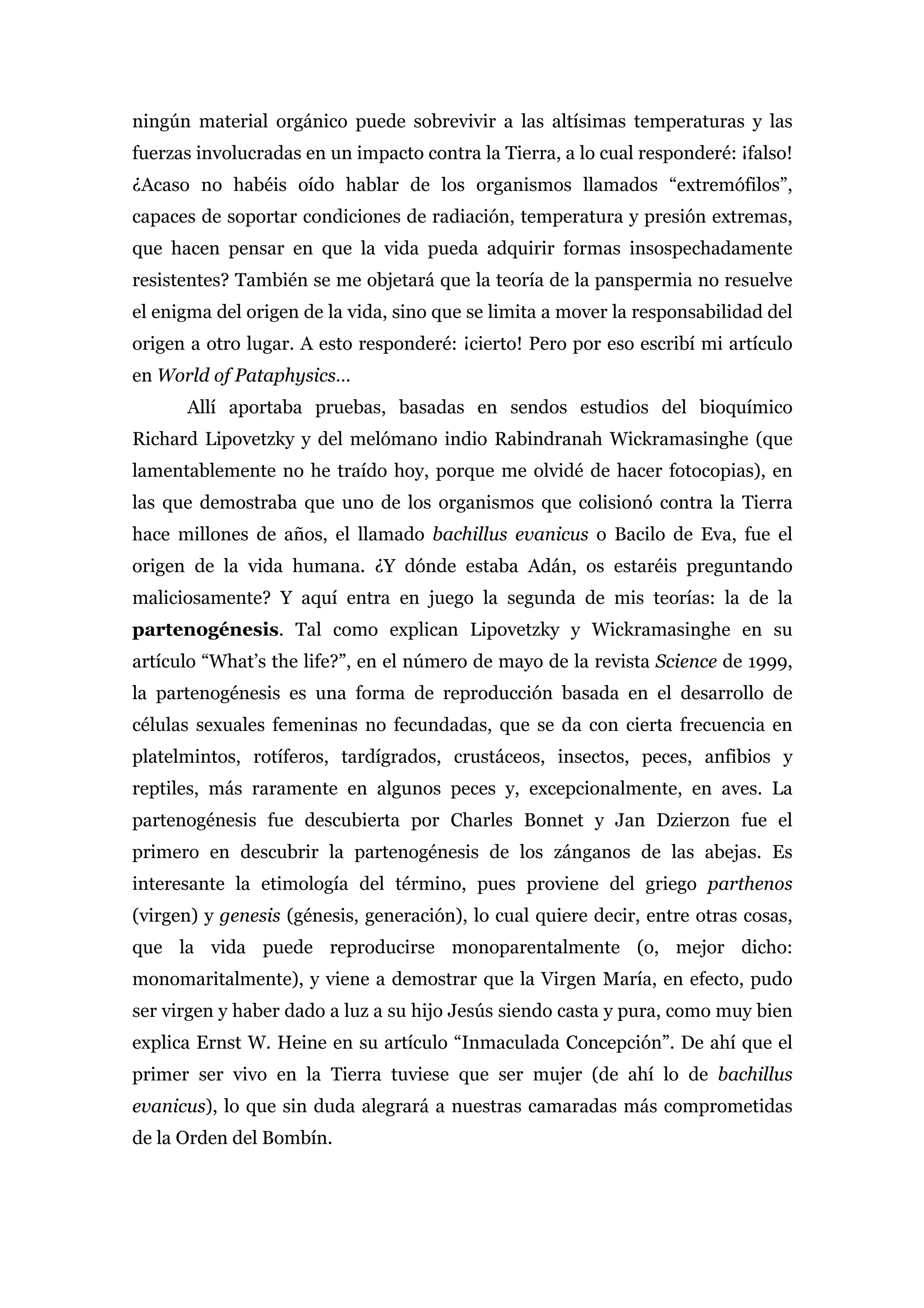 Panspermia y partenogénesis