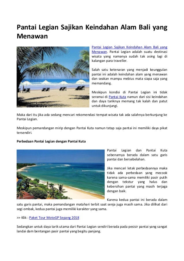 Pantai Legian Sajikan Keindahan Alam Bali Yang Menawan