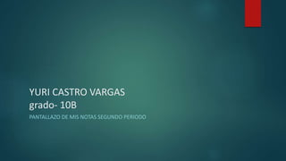 YURI CASTRO VARGAS
grado- 10B
PANTALLAZO DE MIS NOTAS SEGUNDO PERIODO
 