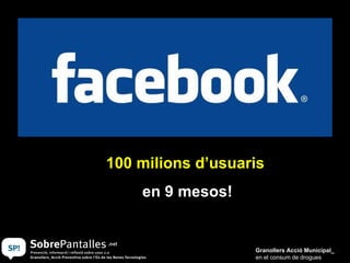 Granollers Acció Municipal_ en el consum de drogues 100 milions d’usuaris  en 9 mesos! 