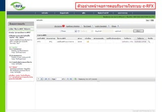 ตัวอย่างหน้าจอการตอบรับงานในระบบ e-RFX




 18                 © 2011 Pantavanij Co., Ltd. All Rights Reserved
 