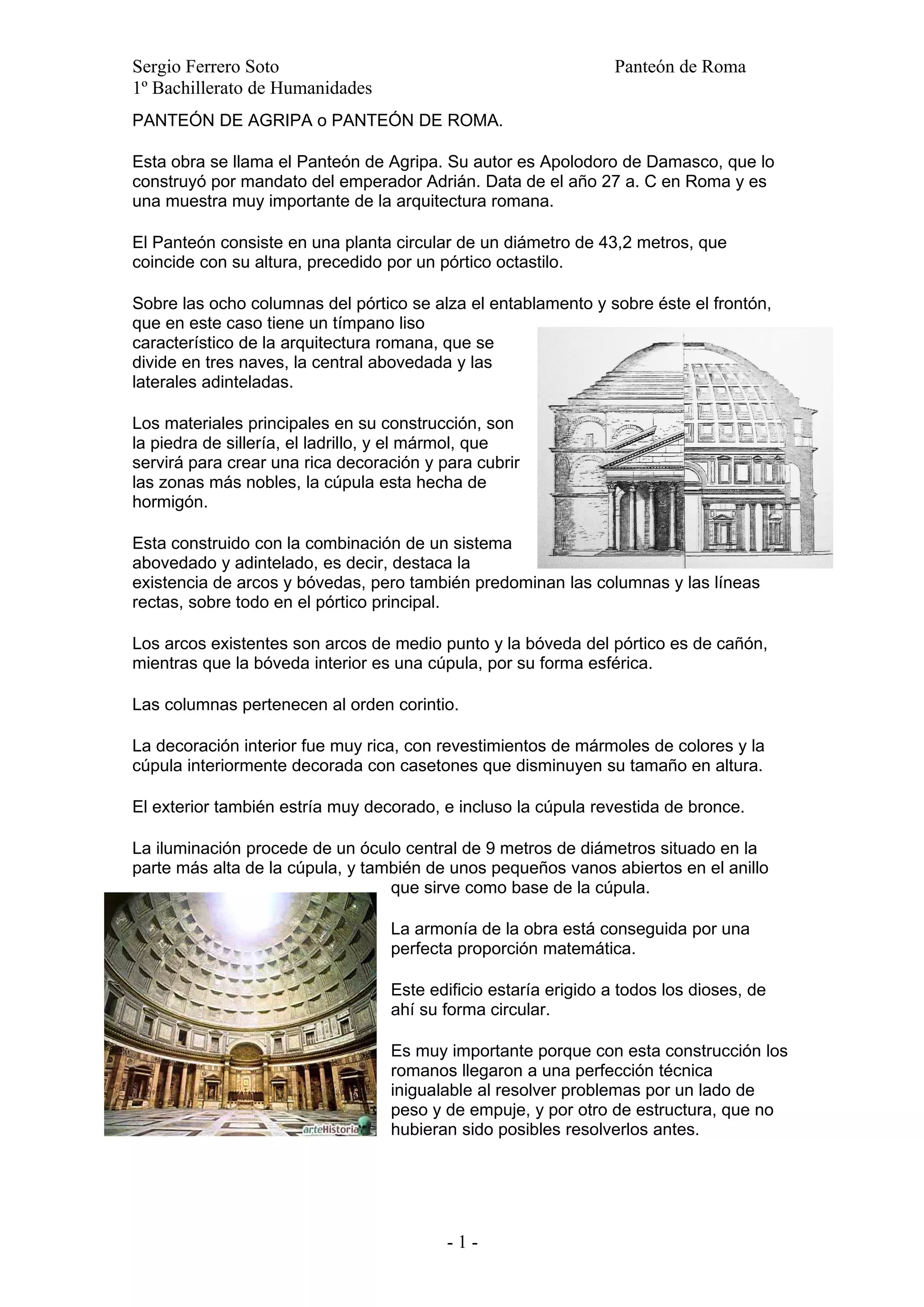 Panteón de agripa o panteón de roma sergio ferrero | PDF