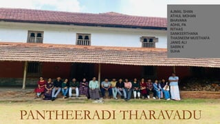 PANTHEERADI THARAVADU
AJMAL SHAN
ATHUL MOHAN
BHAVANA
ADHIL PA
RITHAS
SANKEERTHANA
THASNEEM MUSTHAFA
JANIS ALI
SABIN K
SUHA
 