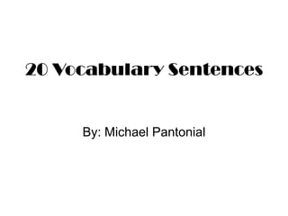 20 Vocabulary Sentences By: Michael Pantonial 