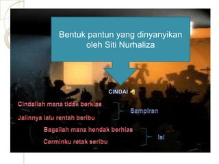 Bentuk pantun yang dinyanyikan
      oleh Siti Nurhaliza
 