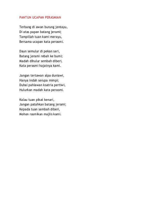 Pantun Pembukaan Mc LEMBAR EDU
