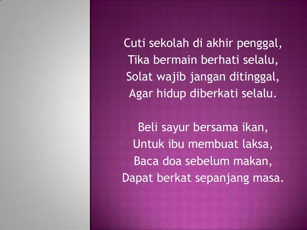 Pantun Nasihat 2 Kerat Contoh Puisi Melayu Tradisional