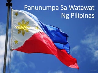 Panunumpa Sa Watawat
Ng Pilipinas
HLURB-NMR
Powered by: www.MABZICLE.com
 