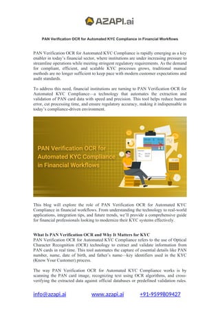 PAN Verification OCR for Automated KYC Compliance in Financial ...