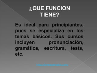 Gramática, vocabulario y pronunciación