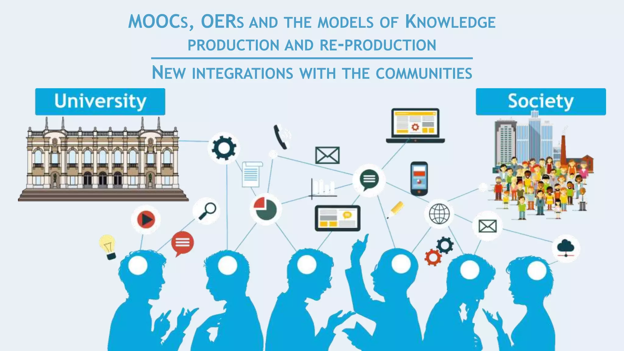 MOOCS, OERS AND THE MODELS OF KNOWLEDGE
PRODUCTION AND RE-PRODUCTION
NEW INTEGRATIONS WITH THE COMMUNITIES
 