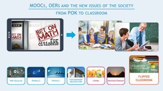 MOOCS, OERS AND THE NEW ISSUES OF THE SOCIETY
FROM POK TO CLASSROOM
 