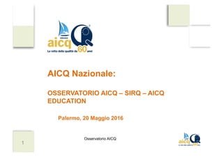 Osservatorio AICQ
AICQ Nazionale:
OSSERVATORIO AICQ – SIRQ – AICQ
EDUCATION
Palermo, 20 Maggio 2016
1
 