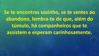 Se te encontras sozinho, se te sentes ao
abandono, lembra-te de que, além do
túmulo, há companheiros que te
assistem e esperam carinhosamente.
 