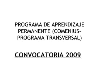PROGRAMA DE APRENDIZAJE PERMANENTE (COMENIUS-PROGRAMA TRANSVERSAL) CONVOCATORIA 2009 