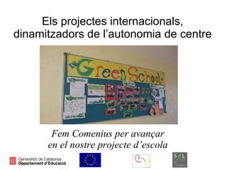Els projectes internacionals, dinamitzadors de l’autonomia de centre Fem Comenius per avançar en el nostre projecte d’escola 