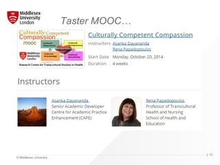 © Middlesex University
| 13
Taster MOOC…
 