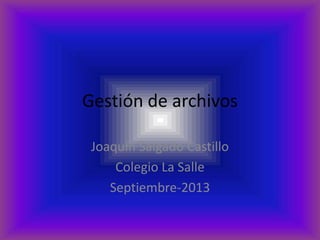 Gestión de archivos
Joaquín Salgado Castillo
Colegio La Salle
Septiembre-2013
 