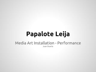 Papalote Leija
Media Art Installation - Performance
               Juan Duarte
 