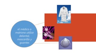 el médico o
matrona utilice
delantal,
mascarilla y
guantes
 