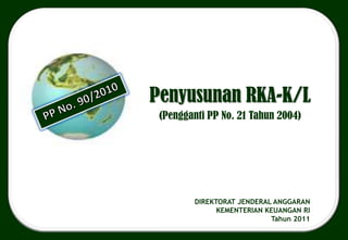 Penyusunan RKA-K/L (Pengganti PP No. 21 Tahun 2004) PP No. 90/2010  DIREKTORAT JENDERAL ANGGARAN KEMENTERIAN KEUANGAN RI Tahun 2011 