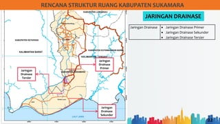 22
RENCANA STRUKTUR RUANG KABUPATEN SUKAMARA
JARINGAN DRAINASE
Jaringan Drainase • Jaringan Drainase Primer
• Jaringan Drainase Sekunder
• Jaringan Drainase Tersier
Jaringan
Drainase
Tersier
Jaringan
Drainase
Primer
Jaringan
Drainase
Sekunder
 