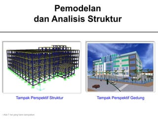 Pemodelan
dan Analisis Struktur
Tampak Perspektif Struktur Tampak Perspektif Gedung
- Ada 7 hal yang kami sampaikan
 