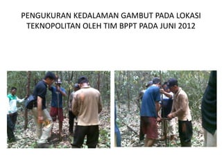 PENGUKURAN KEDALAMAN GAMBUT PADA LOKASI
 TEKNOPOLITAN OLEH TIM BPPT PADA JUNI 2012
 