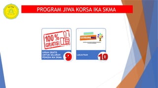 PROGRAM JIWA KORSA IKA SKMA
IURAN GRATIS
UNTUK SELURUH
PENGDA IKA SKMA
LANJUTKAN
 