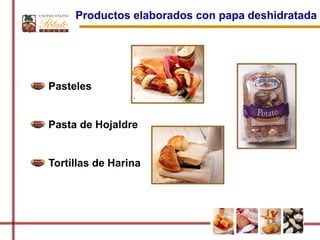 Productos elaborados con papa deshidratada




Pasteles


Pasta de Hojaldre


Tortillas de Harina
 
