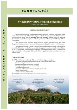 A C T U A L I T E S

V I T I C O L E S

COMMUNIQUÉS

	
  

-13-

	
  	
  

 