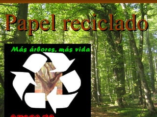 Papel reciclado
Más árbores, más vida
 