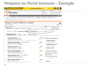 Pesquisa no Portal Inovação - Exemplo
 