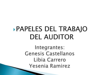 PAPELES DEL TRABAJO
DEL AUDITOR
 