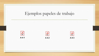 Ejemplos papeles de trabajo
 