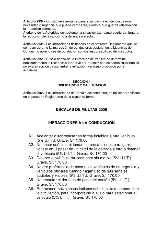 Papeleta de infraccion al reglamento de transito