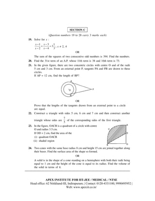Class X SA-II MATHEMATICS SAMPLE PAPER 2016