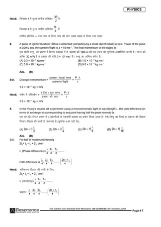 Resonance JEE Advanced Paper 1-solutions