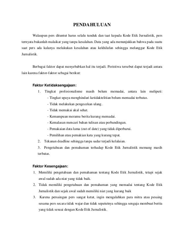 Contoh Berita Yang Melanggar Kode