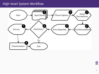 High-level System Workﬂow
7
 