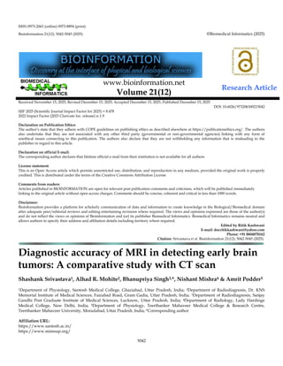Diagnostic Accuracy of MRI vs CT in Early Brain Tumor Detection ...
