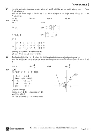 Resonance JEE Advanced Paper 2-solutions
