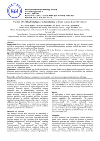 Artificial Intelligence in Breast Cancer Detection: Imaging ...