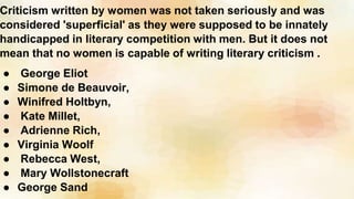 Simone Winifred Feminist Criticism &Feminist Lense | PPTX