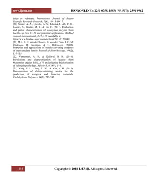 Production and Purification of Amylase from Bacillus subtilis Isolated ...