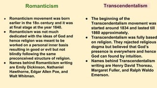 What is The Difference Between Transcendentalism and Romanticism 