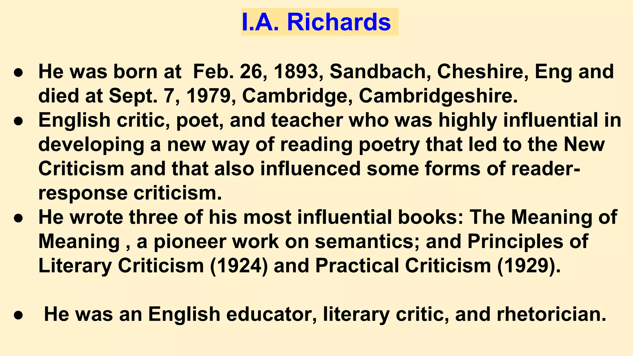 I A Richard On Four Kinds Of Meaning Sem 2 PPTX Poetry Books I a richard on four kinds of meaning sem 2 pptx poetry books