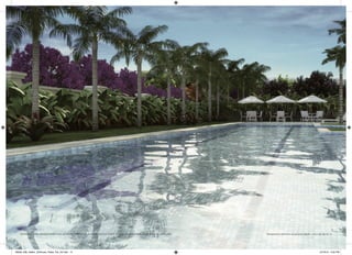 Perspectiva artística da piscina adulto com raia de 25 m MATERIAL PRELIMINAR PARA USO INTERNO. PROIBIDA A DIVULGAÇÃO PARA O PÚBLICO EXTERNO. SUJEITO A ALTERAÇÃO. 
28539_038_Helbor_ArtHouse_Pasta_Pre_A4.indd 15 10/18/13 3:55 PM 
 